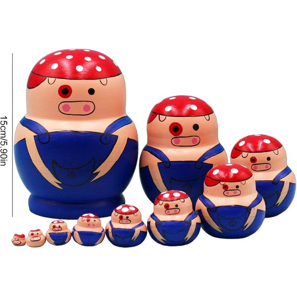 10 Stück russische Holzpuppen mit Tiermotiven, Stapelspielzeug für Kinder