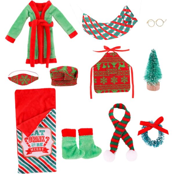 Kit Elfo di Natale con Mini Accessori in Tessuto per Bambole e Decorazioni Festive