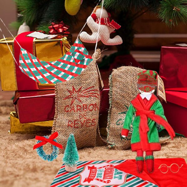 Weihnachtselfen-Set mit Mini-Stoffzubehör für Puppen und festliche Dekorationen