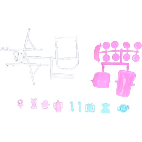 Set aus EMUKOEP-Familienpuppen mit schwangerer Mutter, Kindern und pädagogischem Zubehör