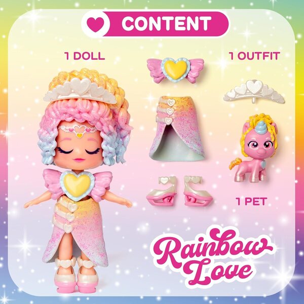 KOOKYLOOS Glitter Unicorns - Bambole con abiti glitterati e unicorni magici