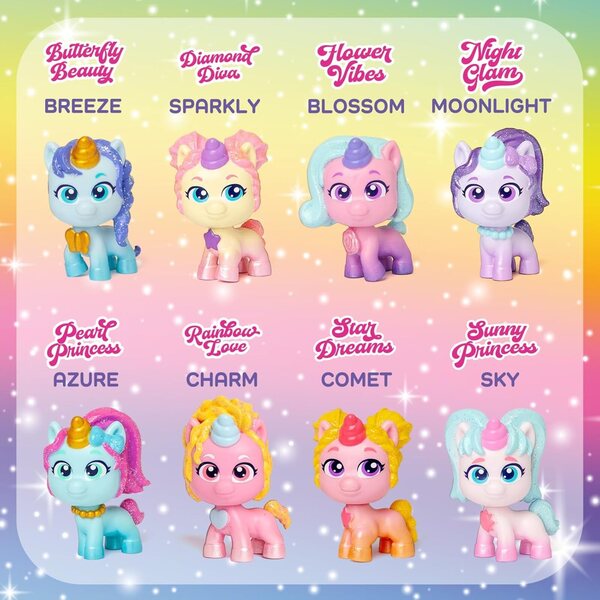 KOOKYLOOS Glitter Unicorns - Bambole con abiti glitterati e unicorni magici