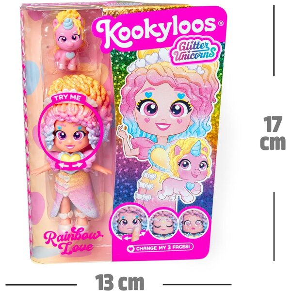 KOOKYLOOS Glitter Unicorns - Bambole con abiti glitterati e unicorni magici