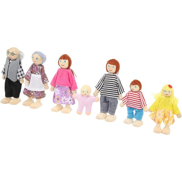 TARSHYRY Casa delle Bambole in Legno con 7 Personaggi Familiari in Scala 1:12