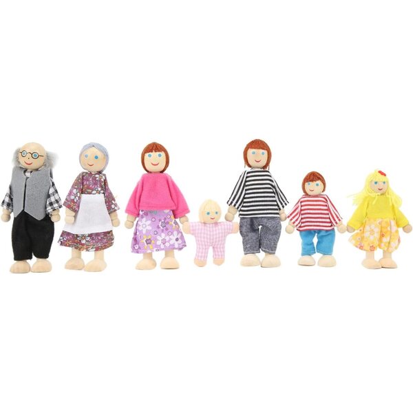 TARSHYRY Casa delle Bambole in Legno con 7 Personaggi Familiari in Scala 1:12
