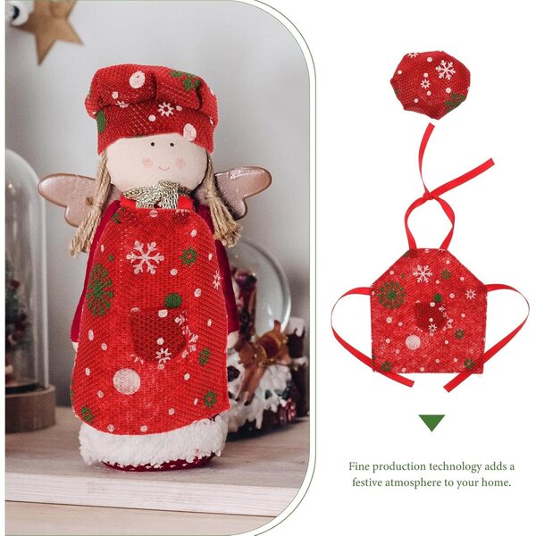 Set Grembiule e Cappello da Chef Miniatura Rosso per Bambole OB11 Natale