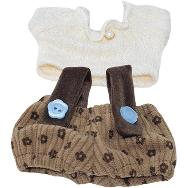 Set mit 2 Kleidungsstücken für eine 10 cm große Baumwollpuppe – Oberteil und Hosenträger + Plüschhose YUNNIAN