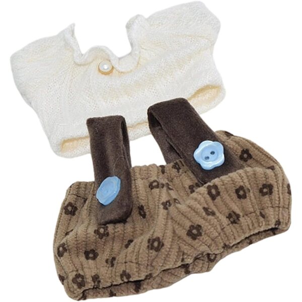 Set mit 2 Kleidungsstücken für eine 10 cm große Baumwollpuppe – Oberteil und Hosenträger + Plüschhose YUNNIAN