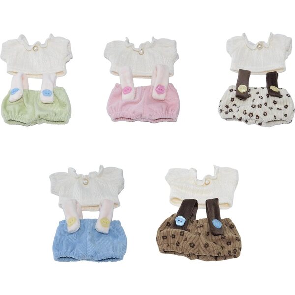 Set mit 2 Kleidungsstücken für eine 10 cm große Baumwollpuppe – Oberteil und Hosenträger + Plüschhose YUNNIAN