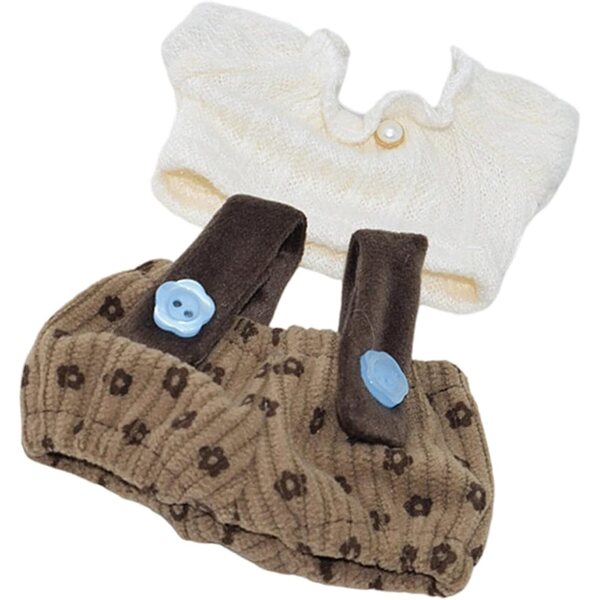 Set mit 2 Kleidungsstücken für eine 10 cm große Baumwollpuppe – Oberteil und Hosenträger + Plüschhose YUNNIAN