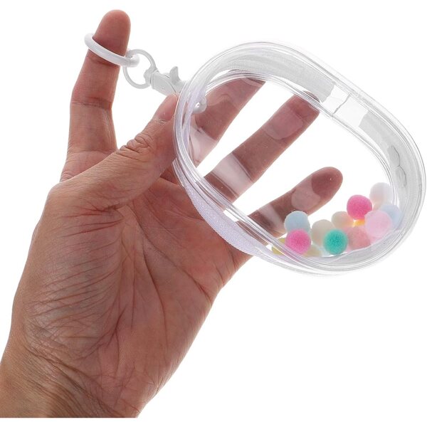 Borsa Trasparente Tonda per Bambole con Portachiavi e Doppia Cerniera in PVC