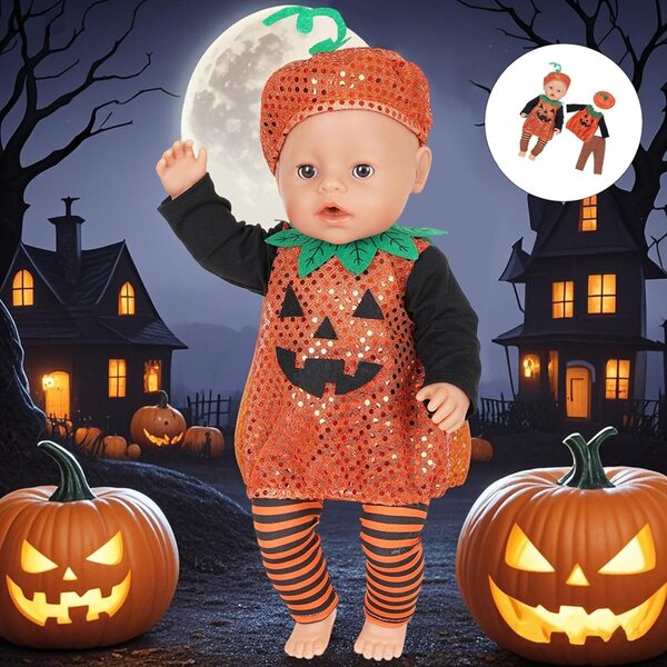 YUNNIAN Puppenkleid für 16–18 Zoll große Puppen, Weihnachts- und Halloween-Kostüm