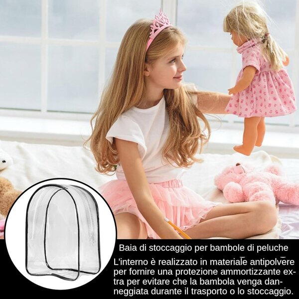 Borsa Espositiva Trasparente Antipolvere per Bambole e Peluche - Zaino in PVC Addensato