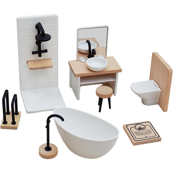 Set bagno in miniatura 1:12 in legno per casa delle bambole - FewNvWa