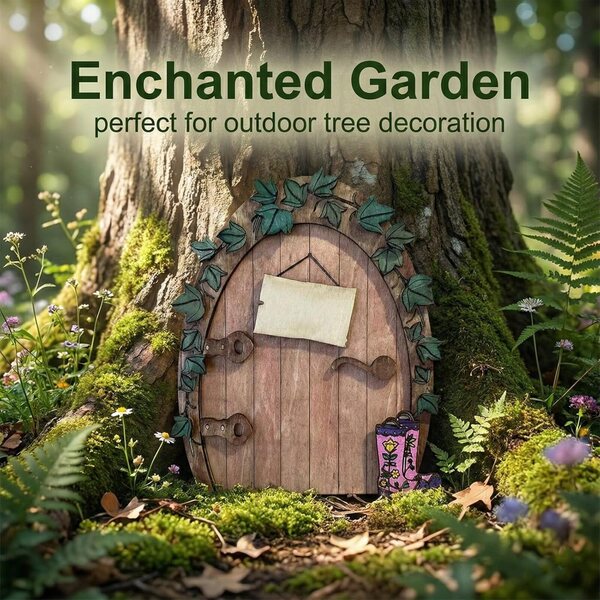Set aus 3 handbemalten Feentüren aus Holz für Garten- und zauberhafte Dekorationen