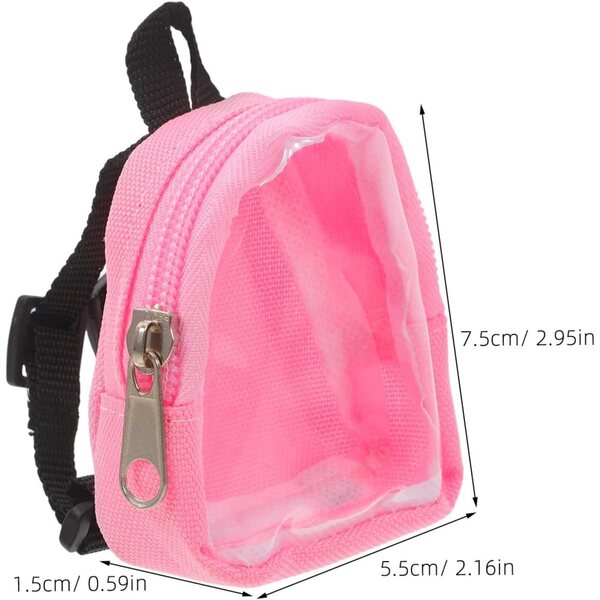 Alasum Mini Zainetto per Bambole Rosa con Tasche Multiple e Spallacci Regolabili