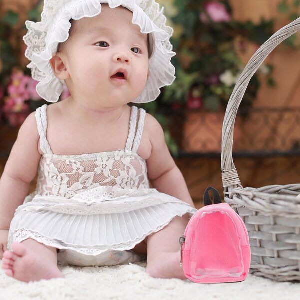 Alasum Mini Zainetto per Bambole Rosa con Tasche Multiple e Spallacci Regolabili