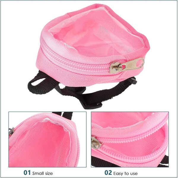 Alasum Mini Zainetto per Bambole Rosa con Tasche Multiple e Spallacci Regolabili