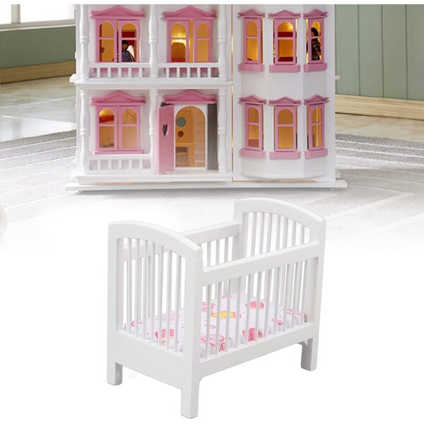 1:12 Eminchu Puppenwiege aus Holz, Puppenhaus Miniaturbett