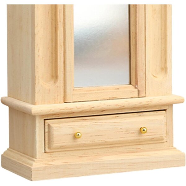 Mini armadio in legno con specchio acrilico e 3 maniglie per casa delle bambole 1:12