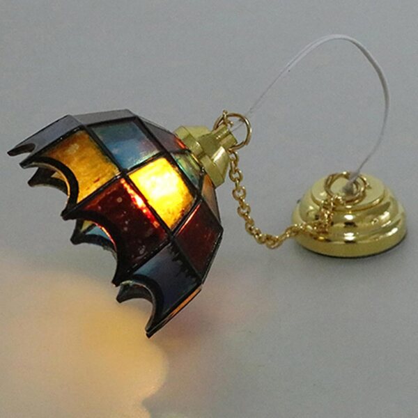 Lampadario LED per casa delle bambole in scala 1:12, vintage e a batteria