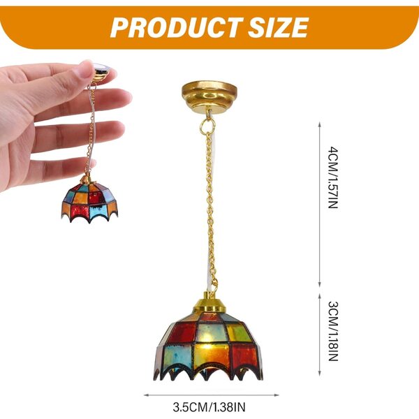 Lampadario LED per casa delle bambole in scala 1:12, vintage e a batteria