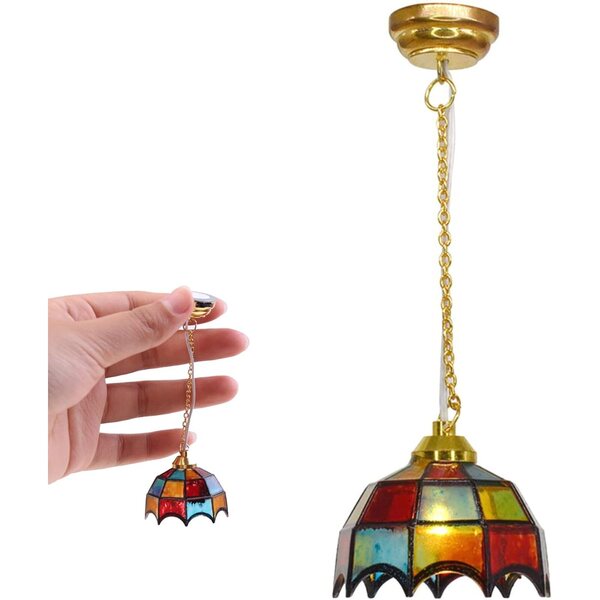 Lampadario LED per casa delle bambole in scala 1:12, vintage e a batteria