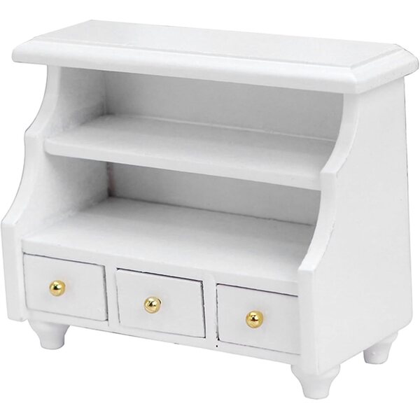 Armadietto in miniatura in legno bianco per casa delle bambole 1:12 con cassetti funzionanti