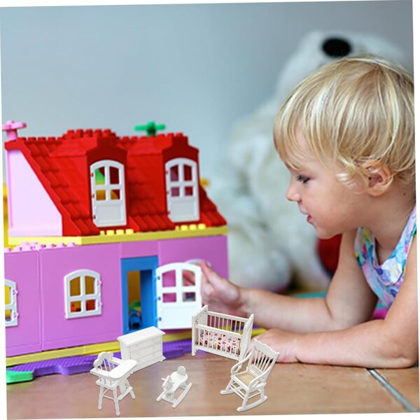 Set Mobili in Legno Scala 1:12 per Casa delle Bambole - Camera da Letto Miniatura