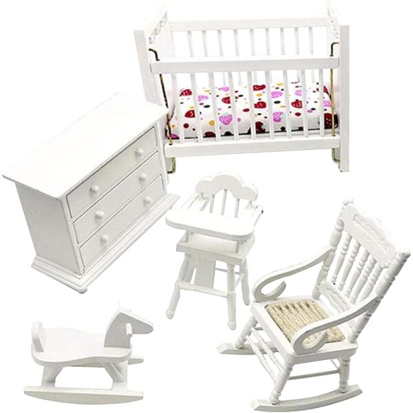 Set Mobili in Legno Scala 1:12 per Casa delle Bambole - Camera da Letto Miniatura