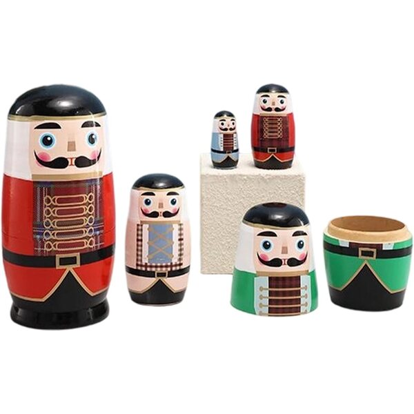 Bambole Russe in Legno da Tavolo - Set 5 Statui Decorazione Soggiorno Camera