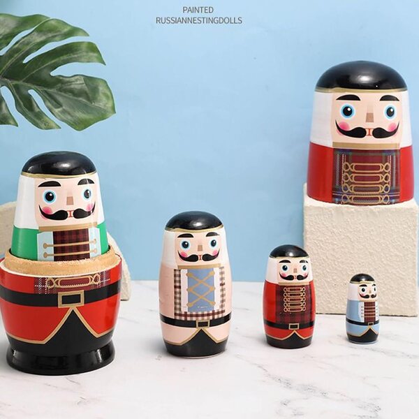 Bambole Russe in Legno da Tavolo - Set 5 Statui Decorazione Soggiorno Camera