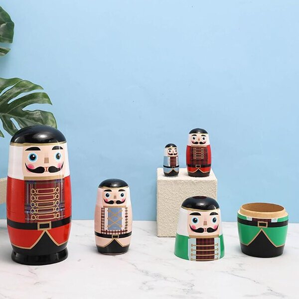 Bambole Russe in Legno da Tavolo - Set 5 Statui Decorazione Soggiorno Camera