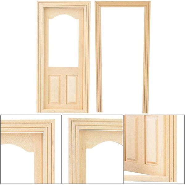HEEPDD Accessorio Casa delle Bambole 1:12 in Legno, Mini Porta Decorativa e Arredo
