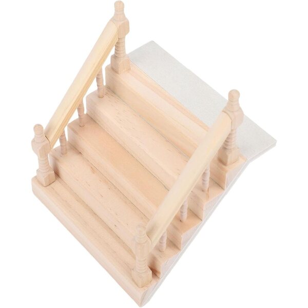 Holztreppenminiatur für Puppenhaus mit realistischem Handlauf 12x10,5x6,5 cm