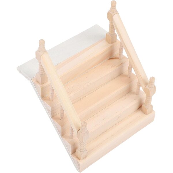 Holztreppenminiatur für Puppenhaus mit realistischem Handlauf 12x10,5x6,5 cm