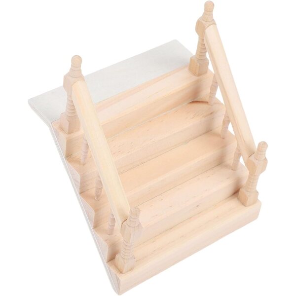 Holztreppenminiatur für Puppenhaus mit realistischem Handlauf 12x10,5x6,5 cm
