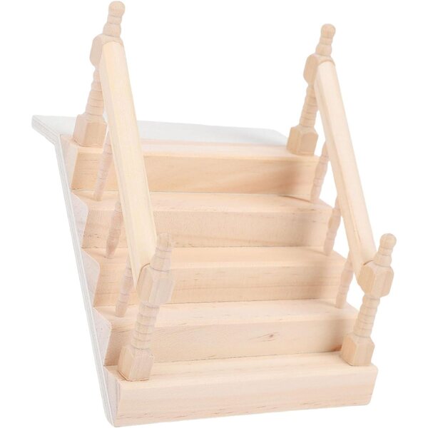 Holztreppenminiatur für Puppenhaus mit realistischem Handlauf 12x10,5x6,5 cm