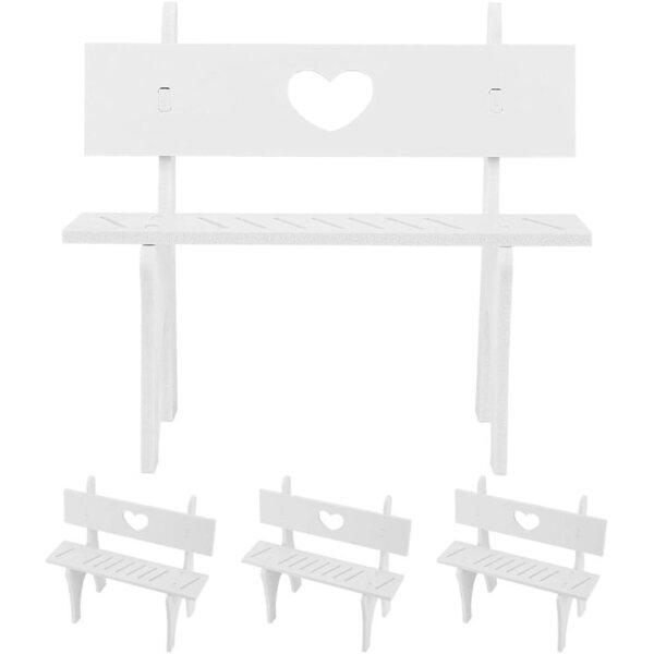 Set aus 4 Mini-Gipsstühlen für Puppen mit hängenden Füßen, Schreibtisch und Heimdekoration
