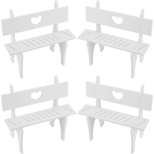 Set aus 4 Mini-Gipsstühlen für Puppen mit hängenden Füßen, Schreibtisch und Heimdekoration