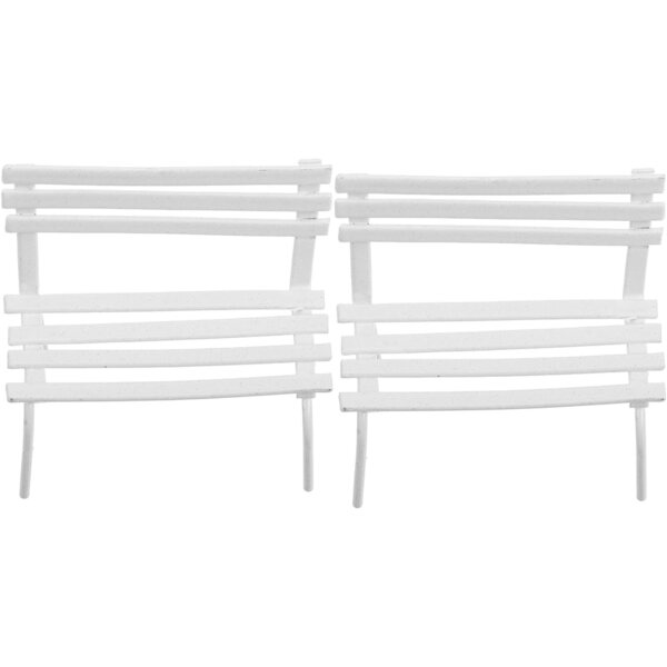 Mini panca da giardino in miniatura bianca 6,5x3x6 cm set 2 pezzi per casa delle bambole