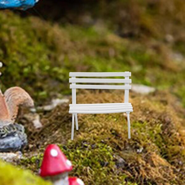 Mini panca da giardino in miniatura bianca 6,5x3x6 cm set 2 pezzi per casa delle bambole
