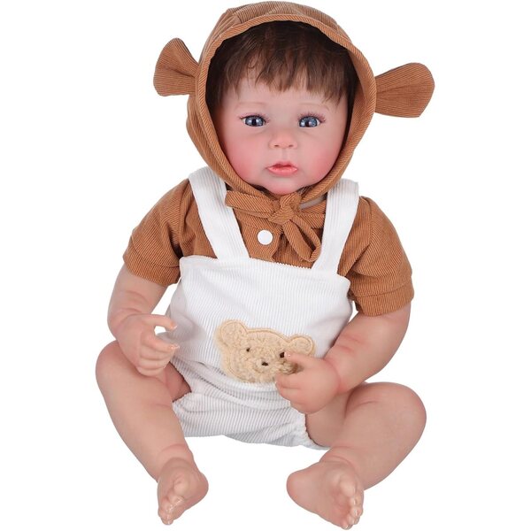Bambola morbida in vinile realistica con vestiti e accessori, gioco creativo per bambini