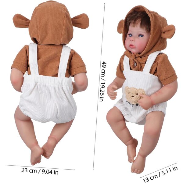 Bambola morbida in vinile realistica con vestiti e accessori, gioco creativo per bambini