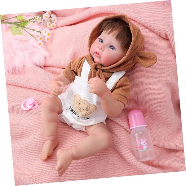 Bambola morbida in vinile realistica con vestiti e accessori, gioco creativo per bambini