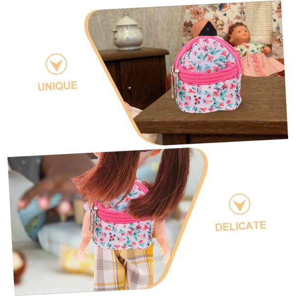 Hemobllo Set 2 Zaini Mini per Bambole con Cerniera, Compatti e Leggeri per Giochi e Viaggi