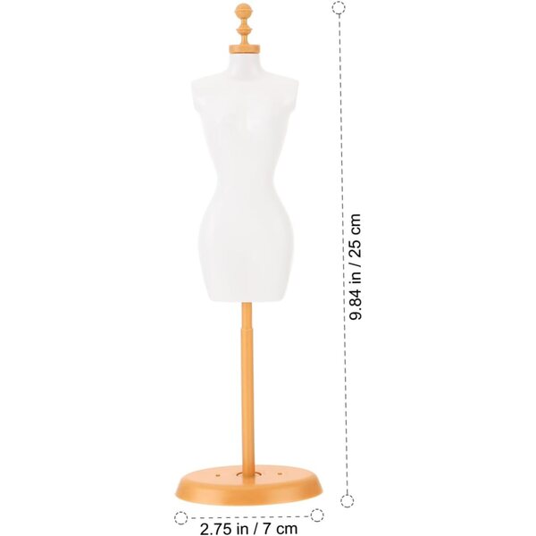 Set 5 Supporti Manichino Mini per Abbigliamento Bambole Bianco e Oro Resistenti