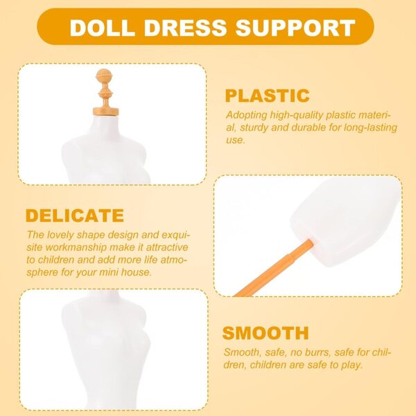 Set 5 Supporti Manichino Mini per Abbigliamento Bambole Bianco e Oro Resistenti