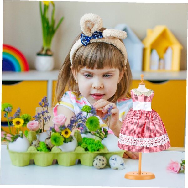 Set 5 Supporti Manichino Mini per Abbigliamento Bambole Bianco e Oro Resistenti