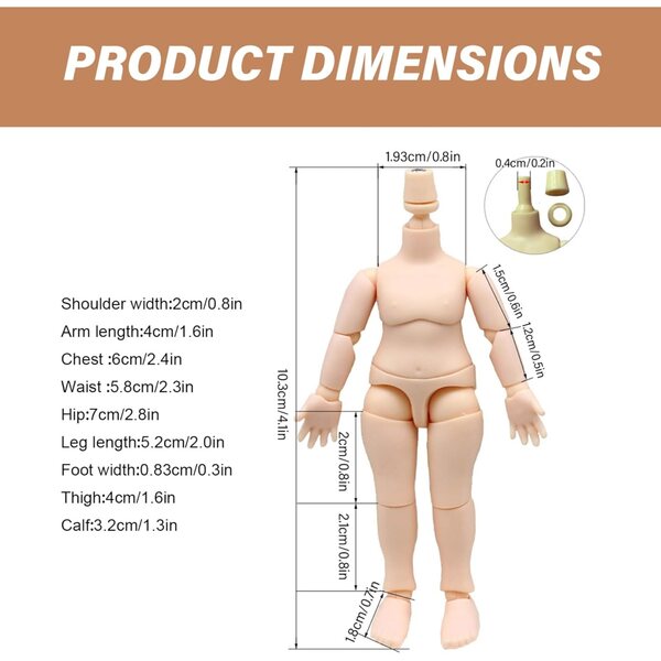 Corpo Bambola 1/12, 4,1'' in Silicone con Giunti Mobili, Accessori per Action Figure